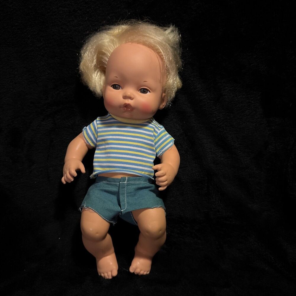 Vintage 1972 Mattel Baby Tender Love Brother Doll 13" Anatomically Correct. Wets